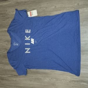 Blue V-Neck Nike Air Short Sleeve Tee